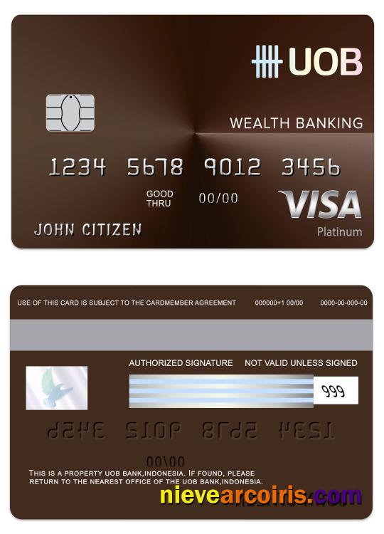 Indonesia UOB bank visa wealth debit card
